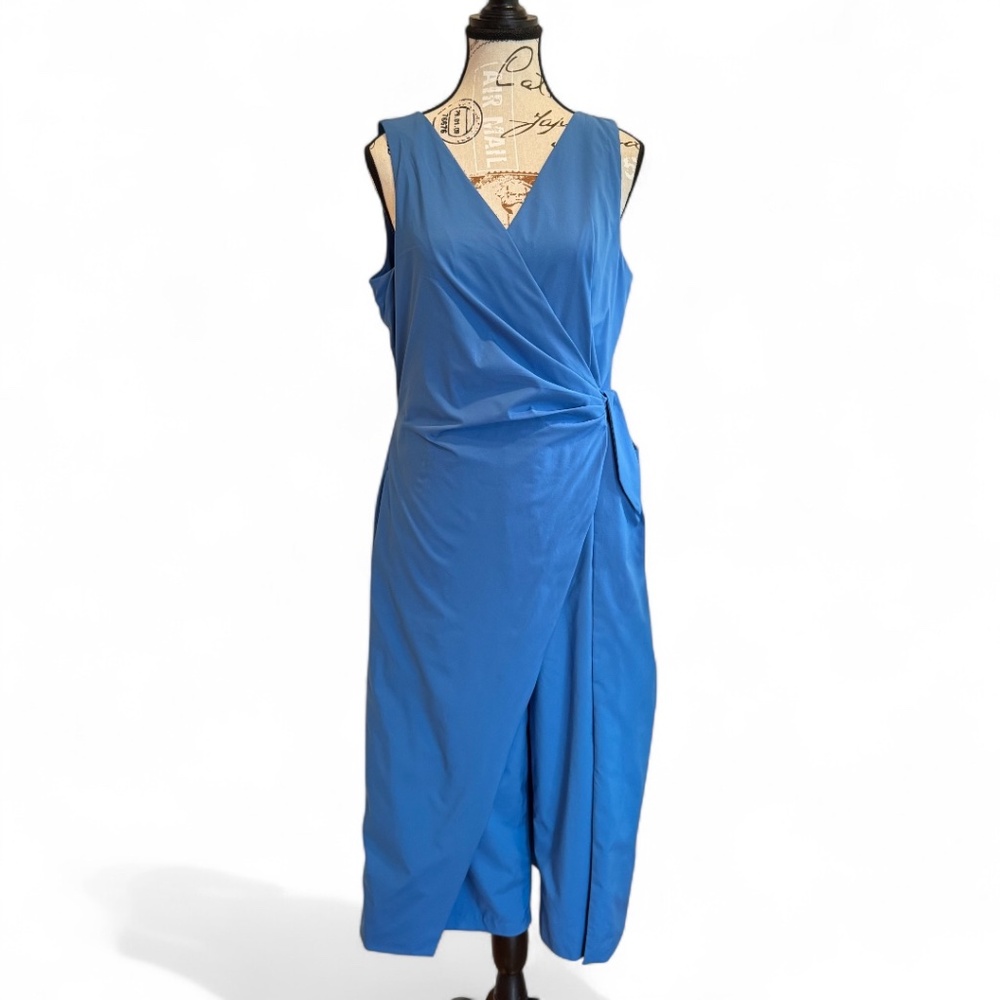KAY UNGER “Annie” Wrap Walk-Thru Jumpsuit Blue – Size 12